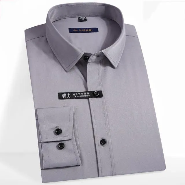 Men's Comfortable Bamboo Fiber Dress Shirts Casual Slim Fit Long Sleeve Male Social Shirts