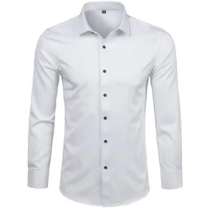 Men's Comfortable Bamboo Fiber Dress Shirts Casual Slim Fit Long Sleeve Male Social Shirts