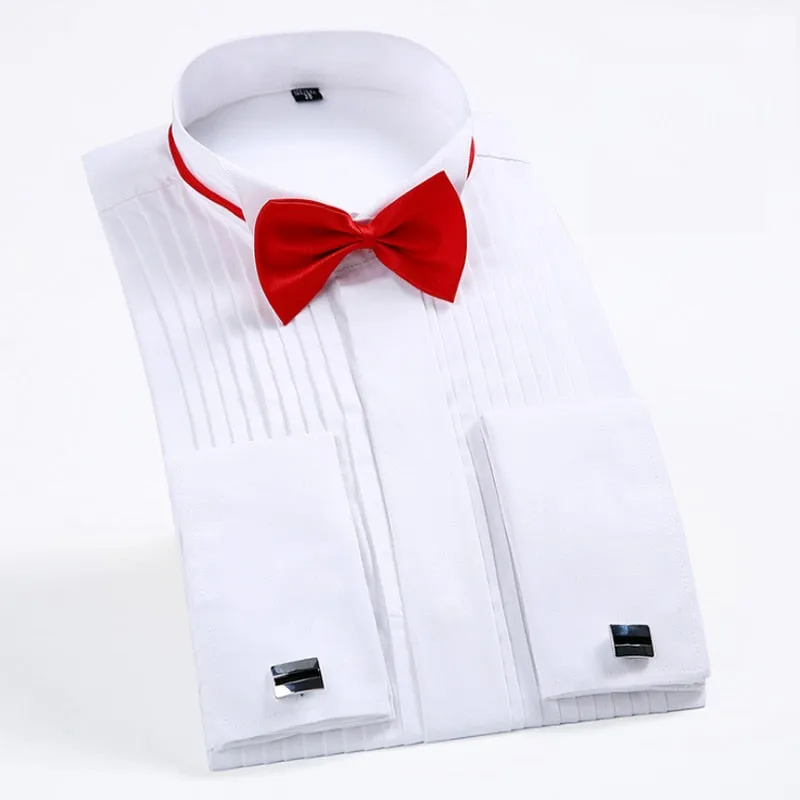 Men's Fashion Dress Shirt With Bow Tie Up To 4XL
