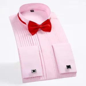 Men's Fashion Dress Shirt With Bow Tie Up To 4XL