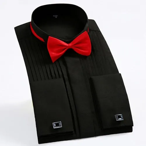 Men's Fashion Dress Shirt With Bow Tie Up To 4XL
