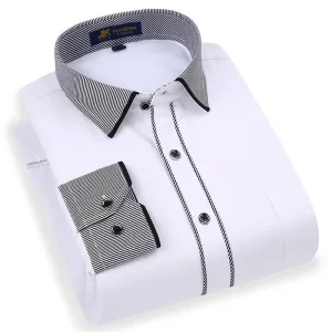 Men's Striped Business Dress Shirt Up To 4XL