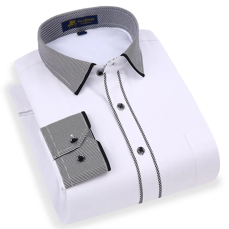 Men's Striped Business Dress Shirt Up To 4XL