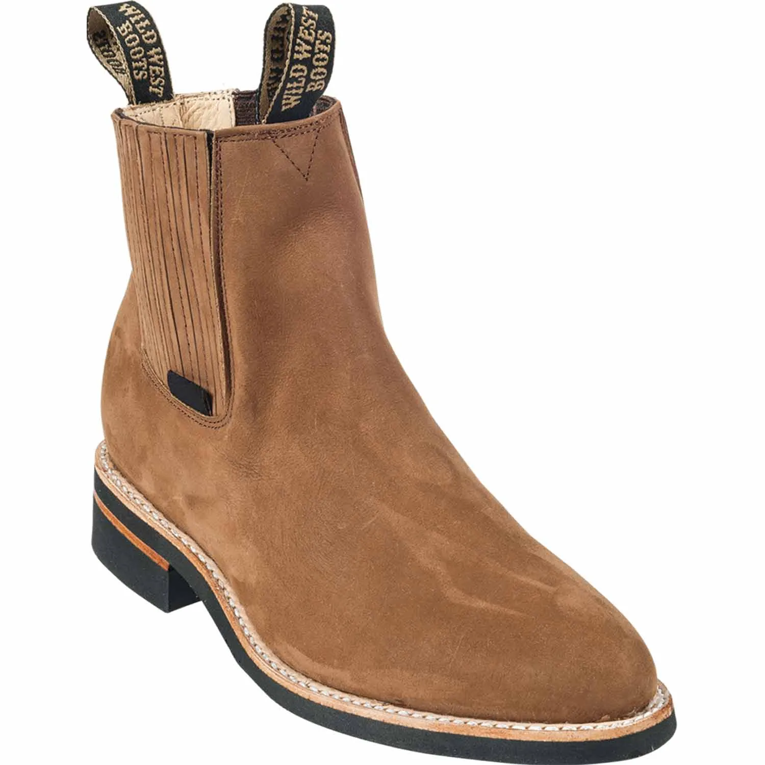 Men's Wild West Genuine Leather Round Toe Short Boots 264C63