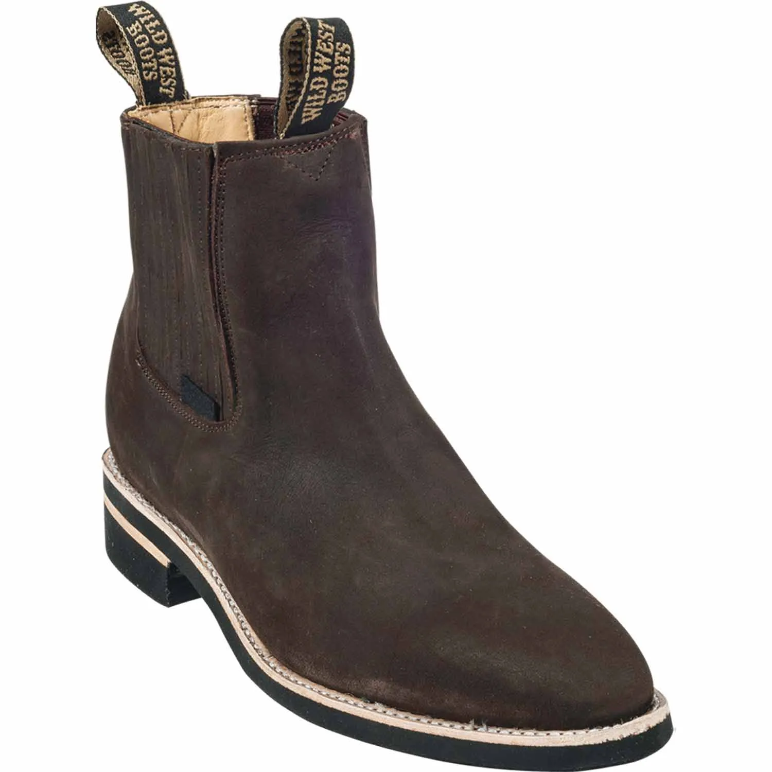 Men's Wild West Genuine Leather Round Toe Short Boots 264C63