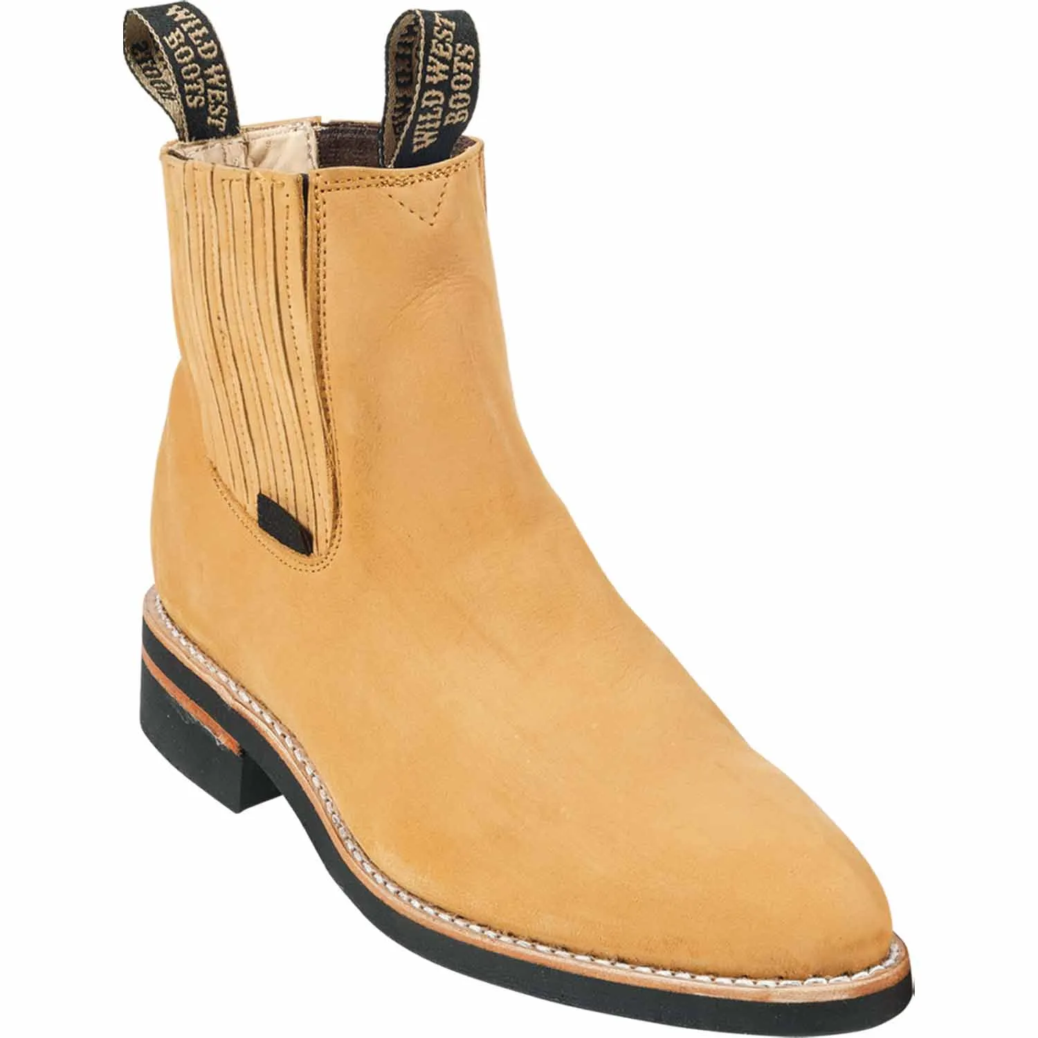 Men's Wild West Genuine Leather Round Toe Short Boots 264C63