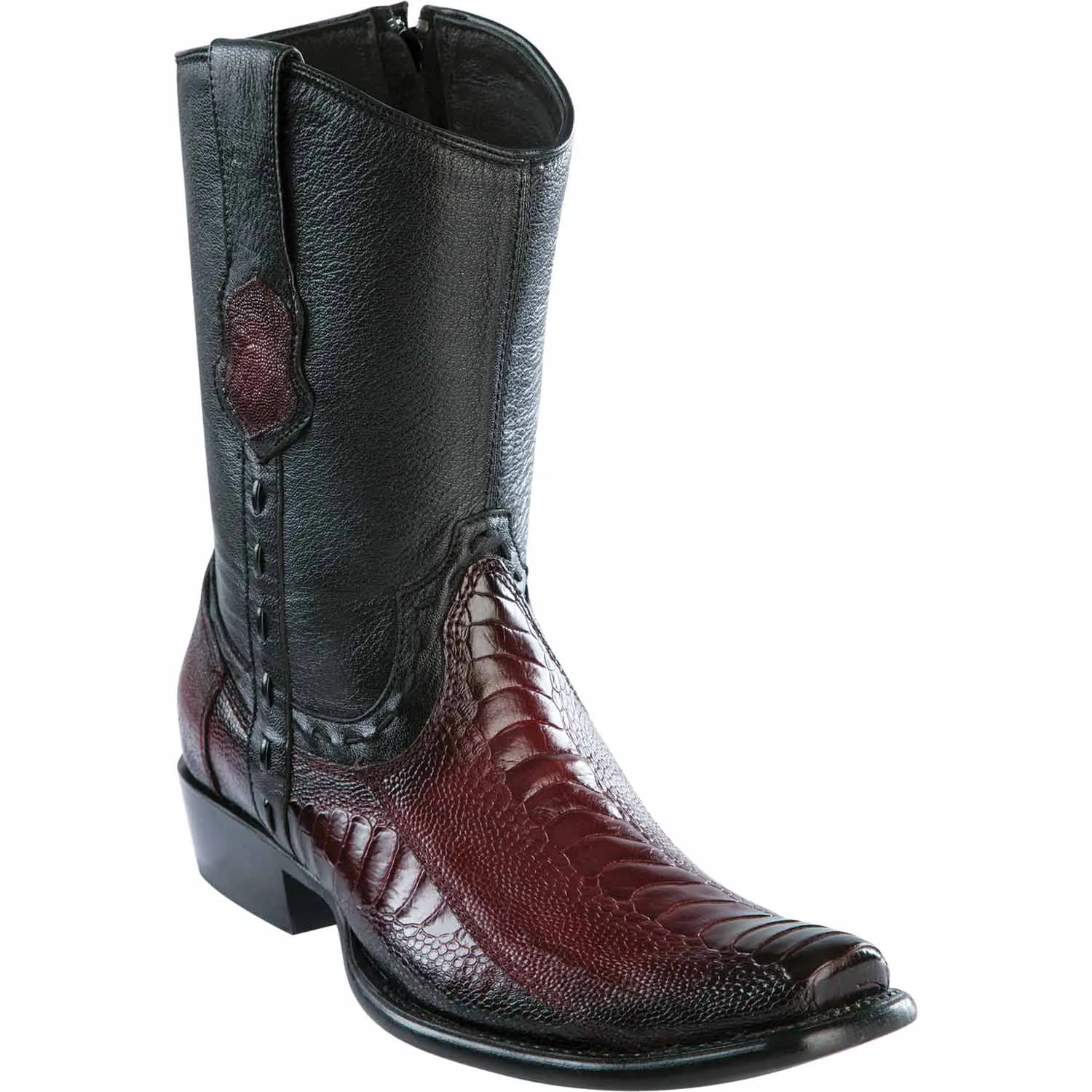 Men's Wild West Ostrich Leg Skin Dubai Toe Short Boots 279B05