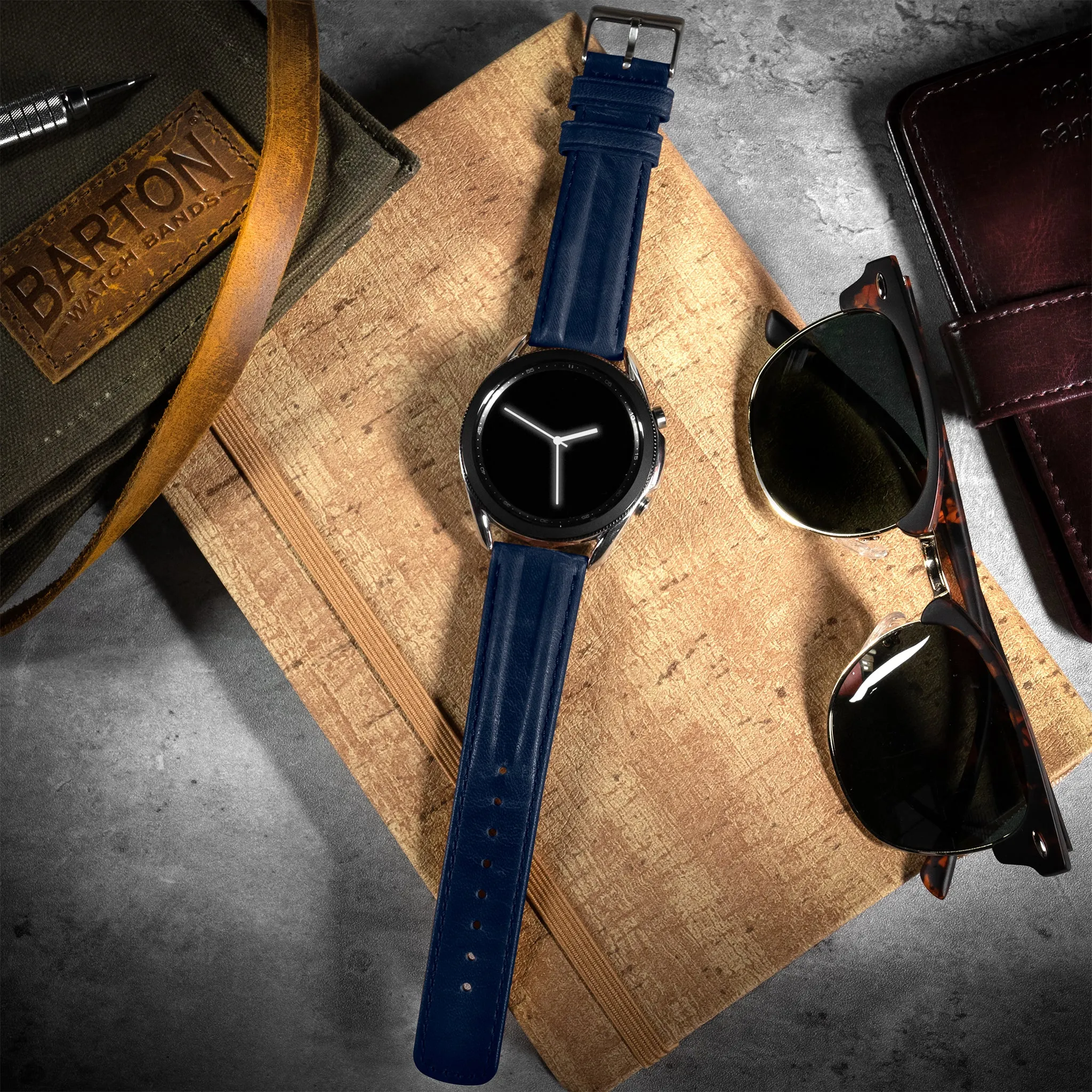 Navy Blue Classic Horween Leather Watch Band