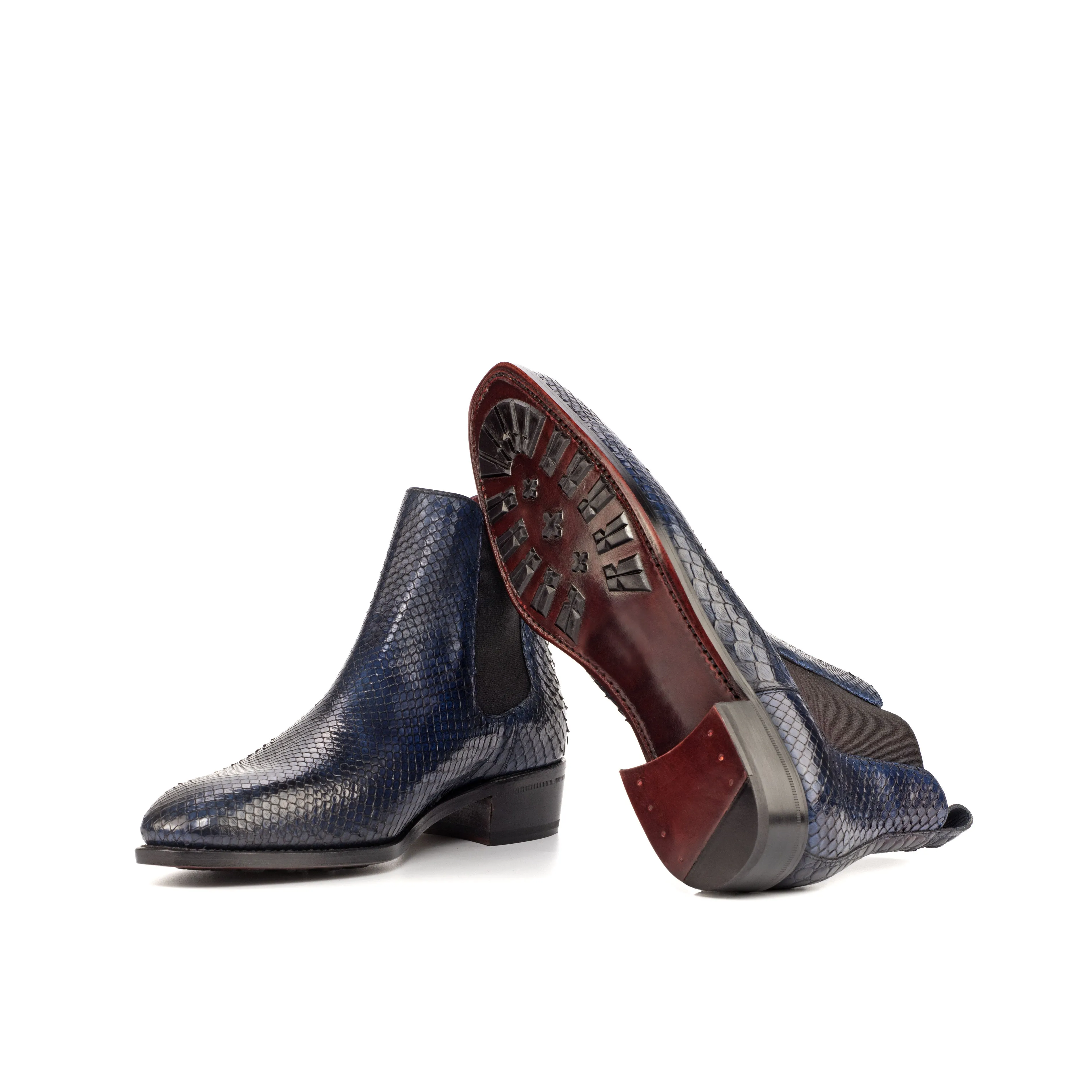 Navy Python Chelsea Boots