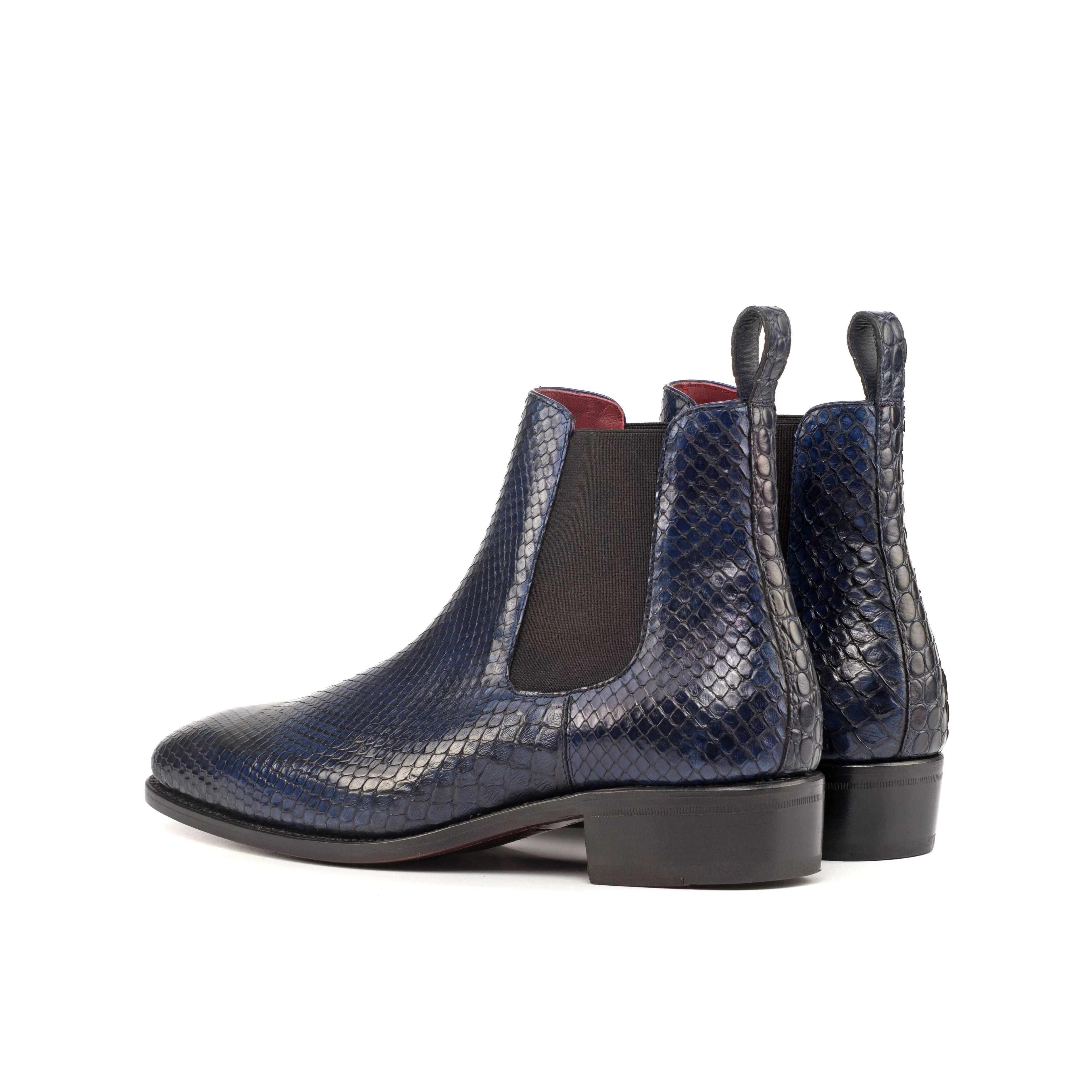 Navy Python Chelsea Boots
