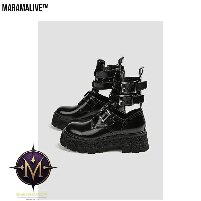 New Leather And Black Maramalive™ Platform Hollow Boots