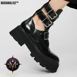 New Leather And Black Maramalive™ Platform Hollow Boots