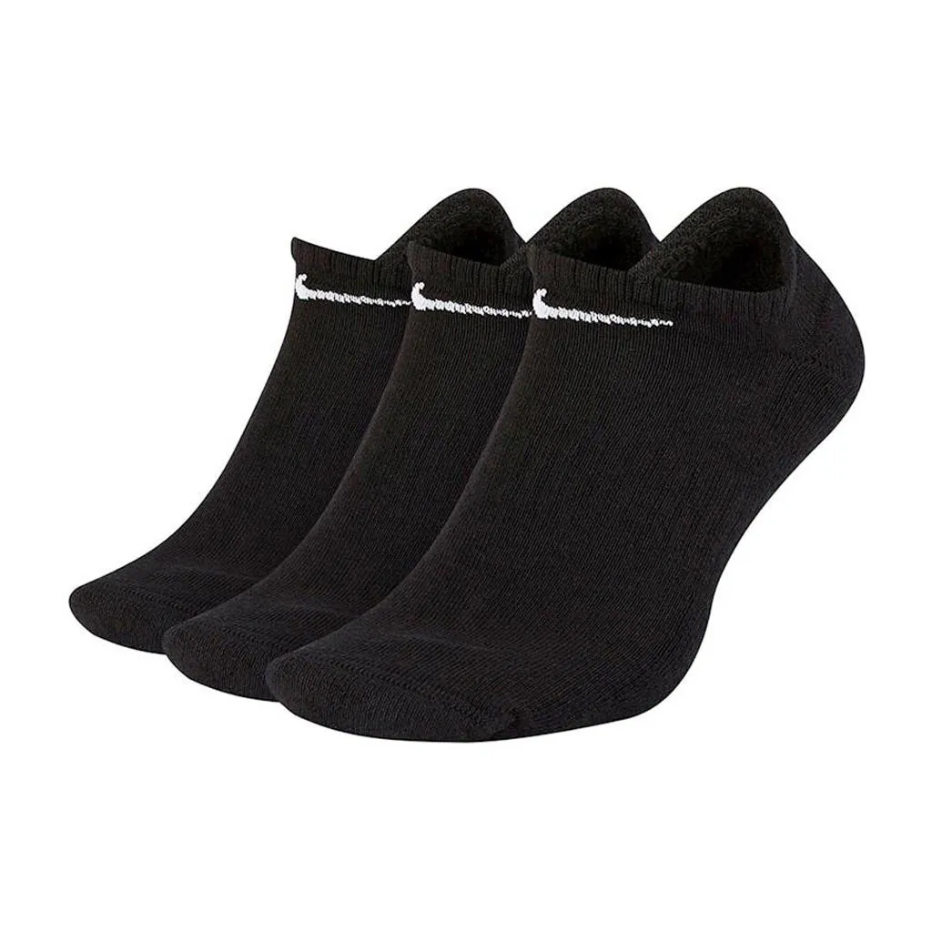 NIKE EVERYDAY CUSHIONED NO SHOW SOCKS 3 PACK - BLACK