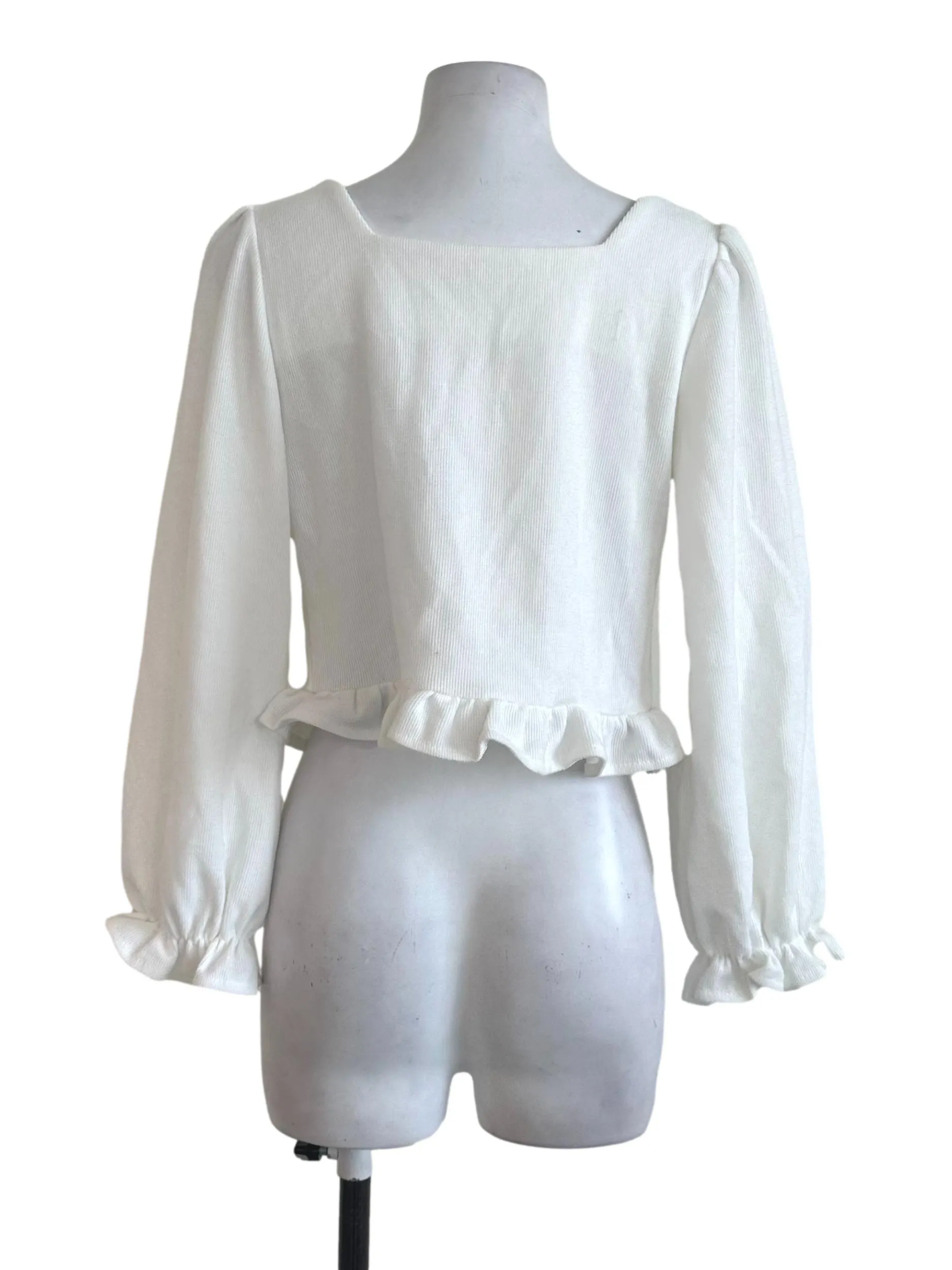 Off White Plain Knit Top