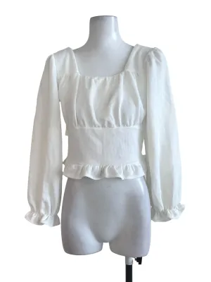 Off White Plain Knit Top