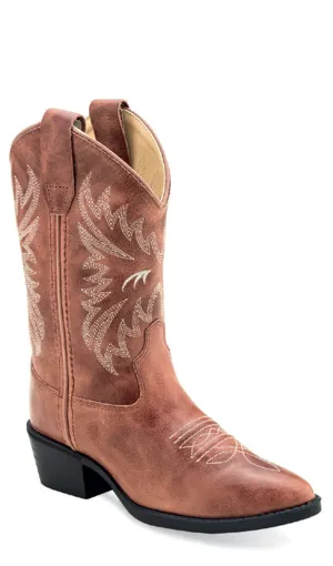 Old West Children Girls Western Cactus Pink Leather Cowboy Boots 2 D