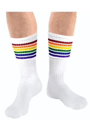 Over the Rainbow White Crew Socks