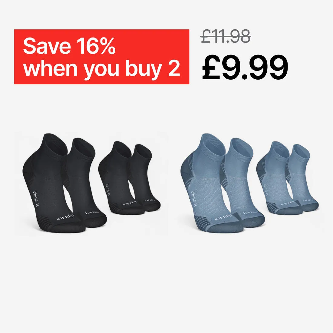 PACK OF 2 PAIRS OF RUN 500 THICK MID RUNNING SOCKS