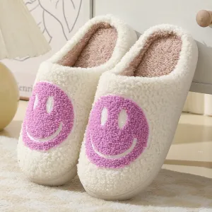 Pastel Pink & White Smiley Face Slippers