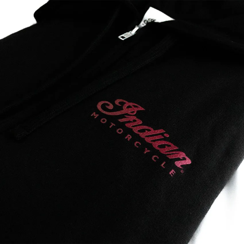 Pikes Peak Indian Script Logo Zip Up Hoodie - Black