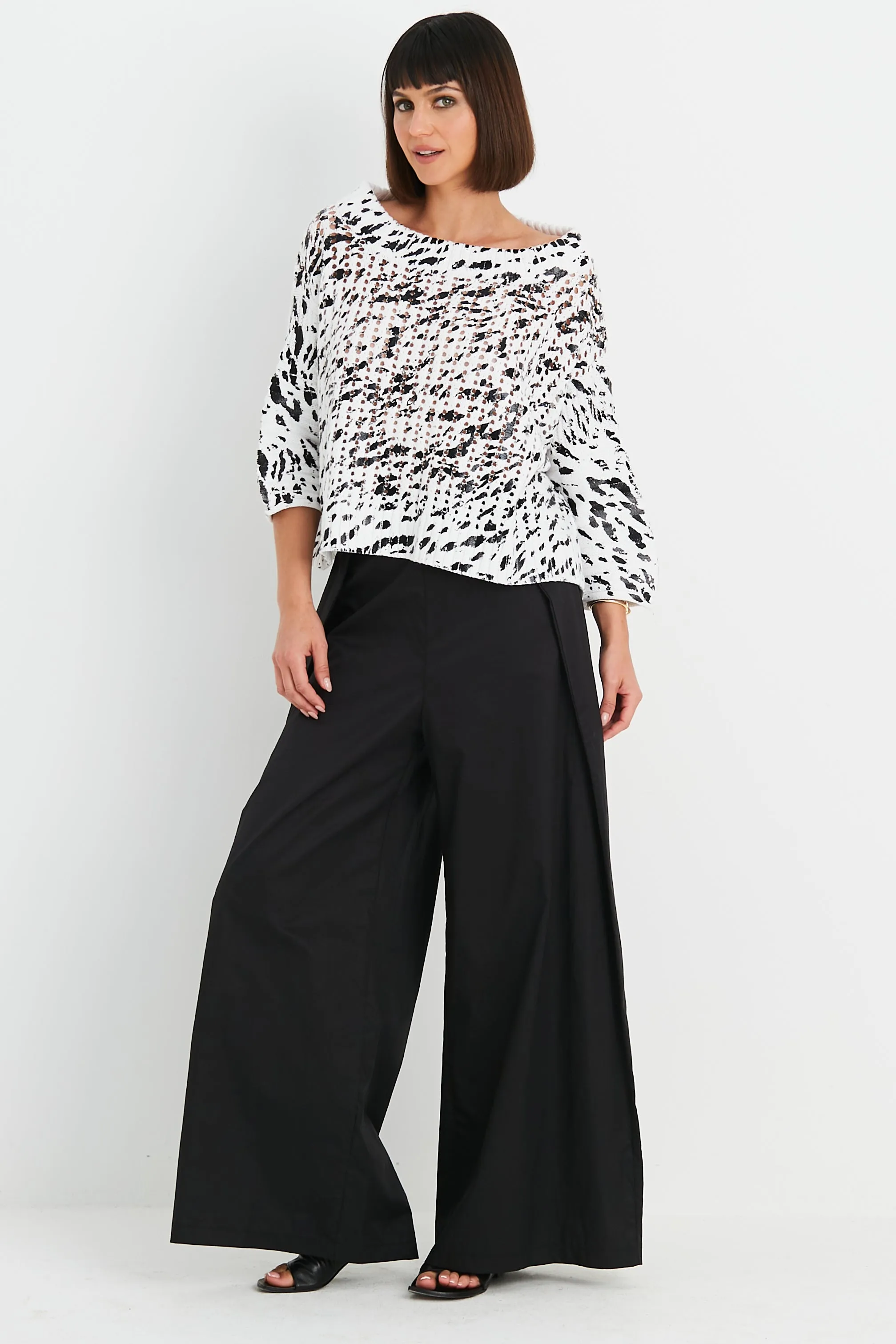Pima Cotton Dalmatian Boatneck Sweater