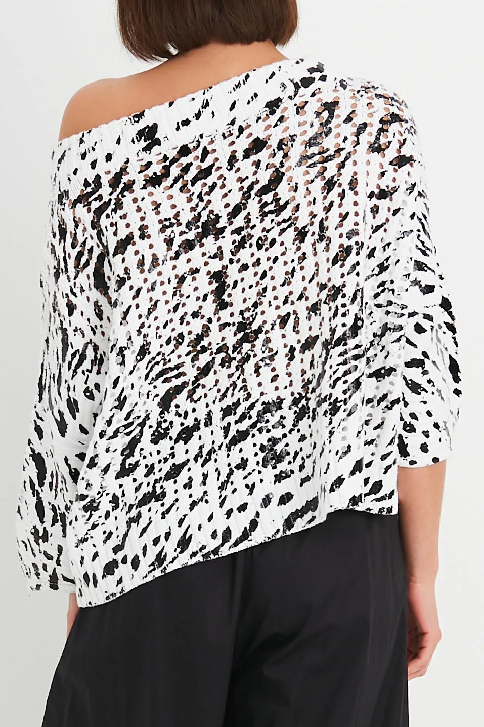 Pima Cotton Dalmatian Boatneck Sweater