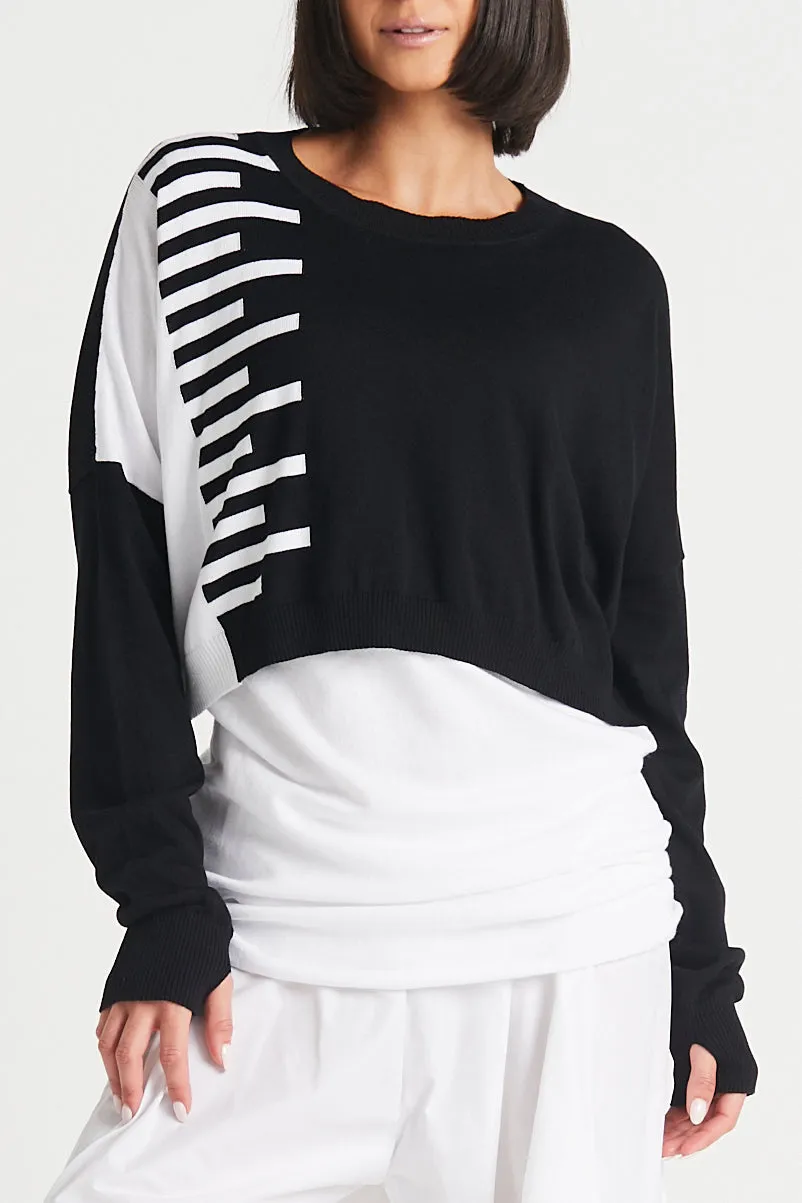 Pima Cotton Keyboard Cropped Crewneck Sweater