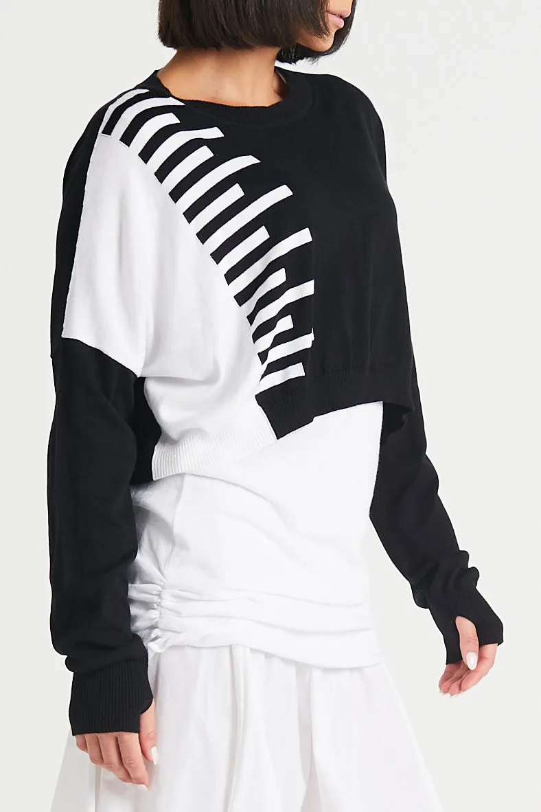 Pima Cotton Keyboard Cropped Crewneck Sweater