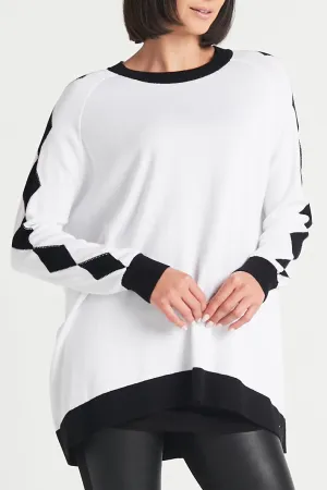 Pima Cotton Long Diamonds Crewneck Sweater