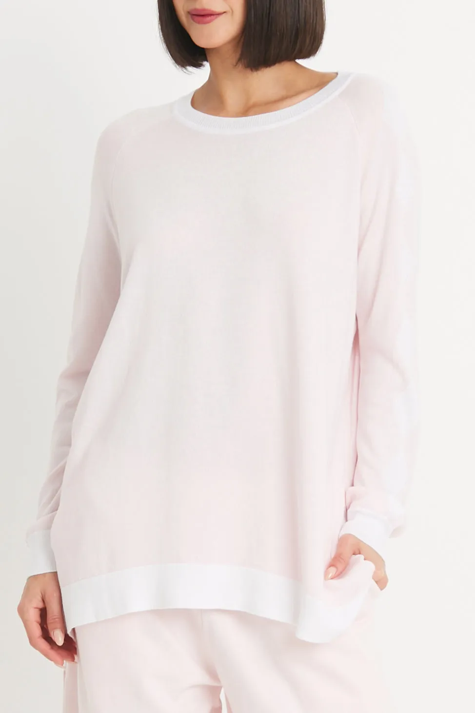 Pima Cotton Long Diamonds Crewneck Sweater