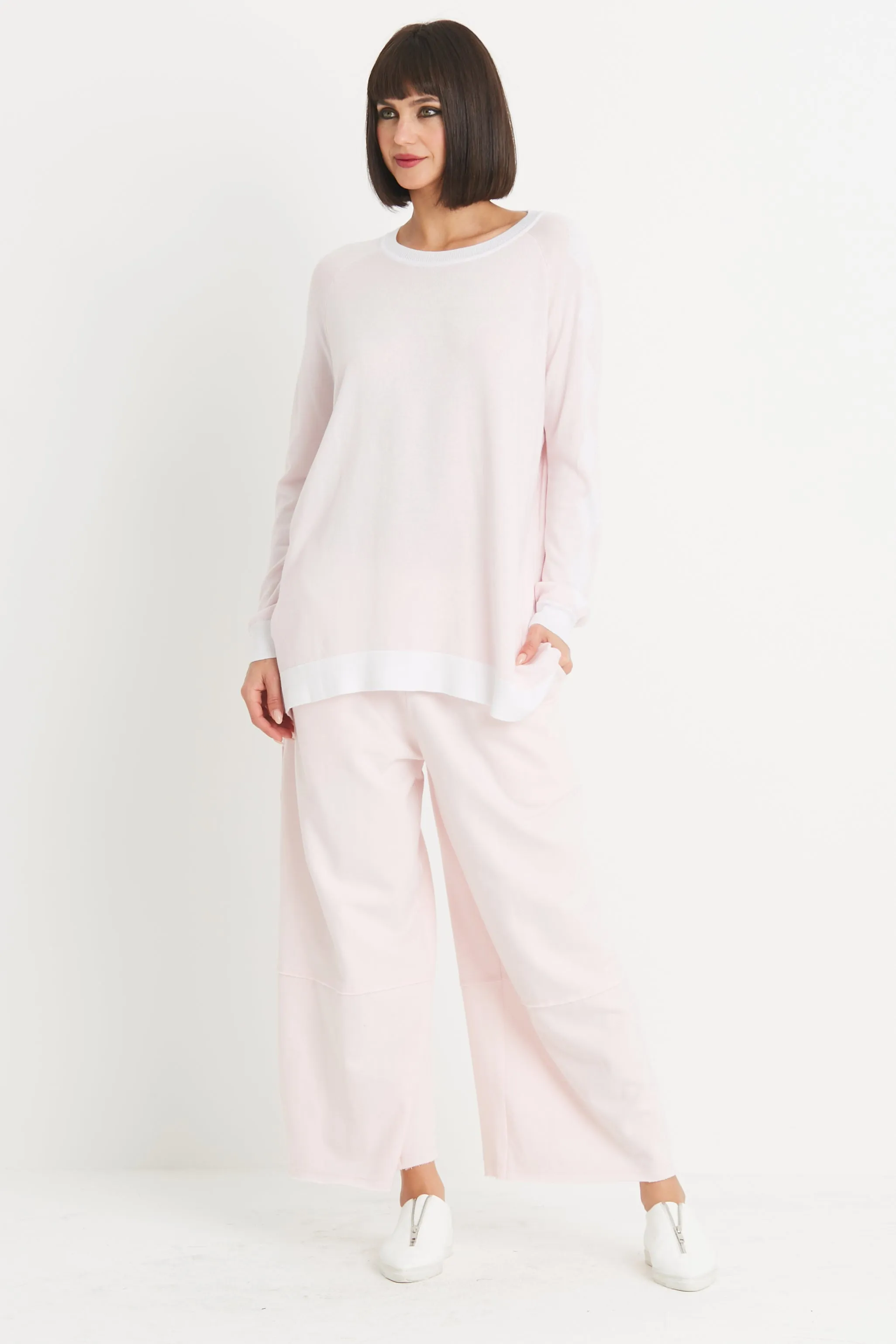 Pima Cotton Long Diamonds Crewneck Sweater