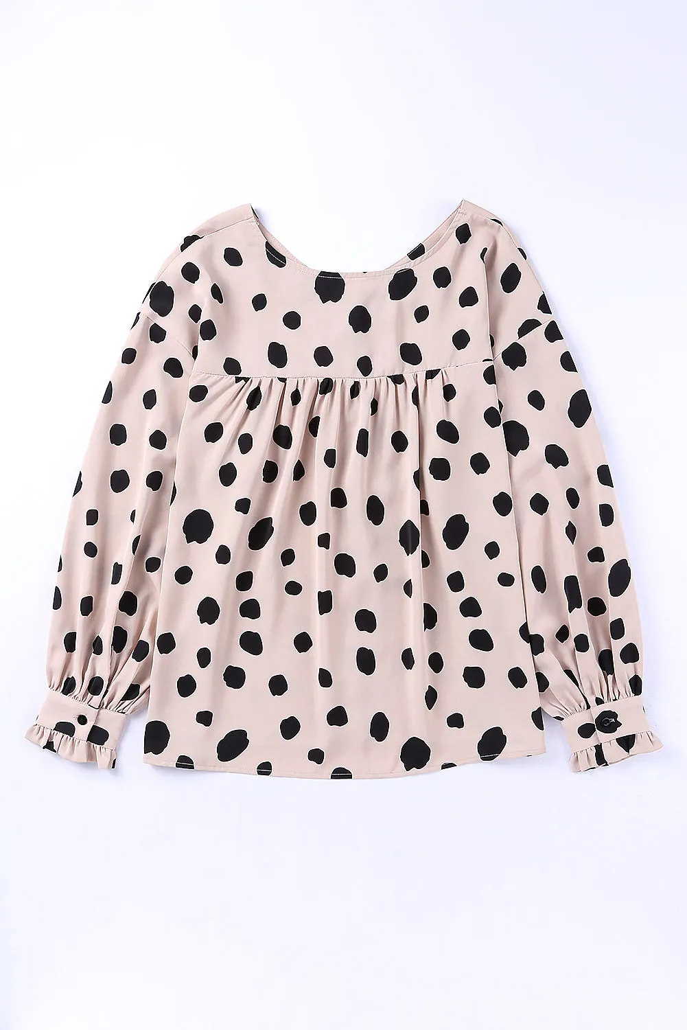 Pink Button Frill Cuffs Oversize Puff Sleeve Blouse