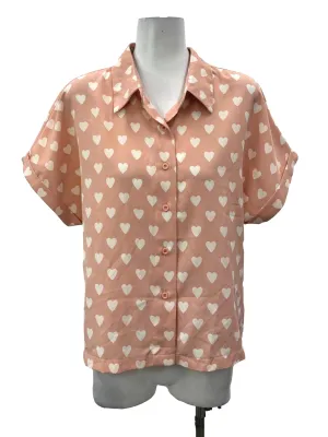 Pink Heart Buttoned Blouse