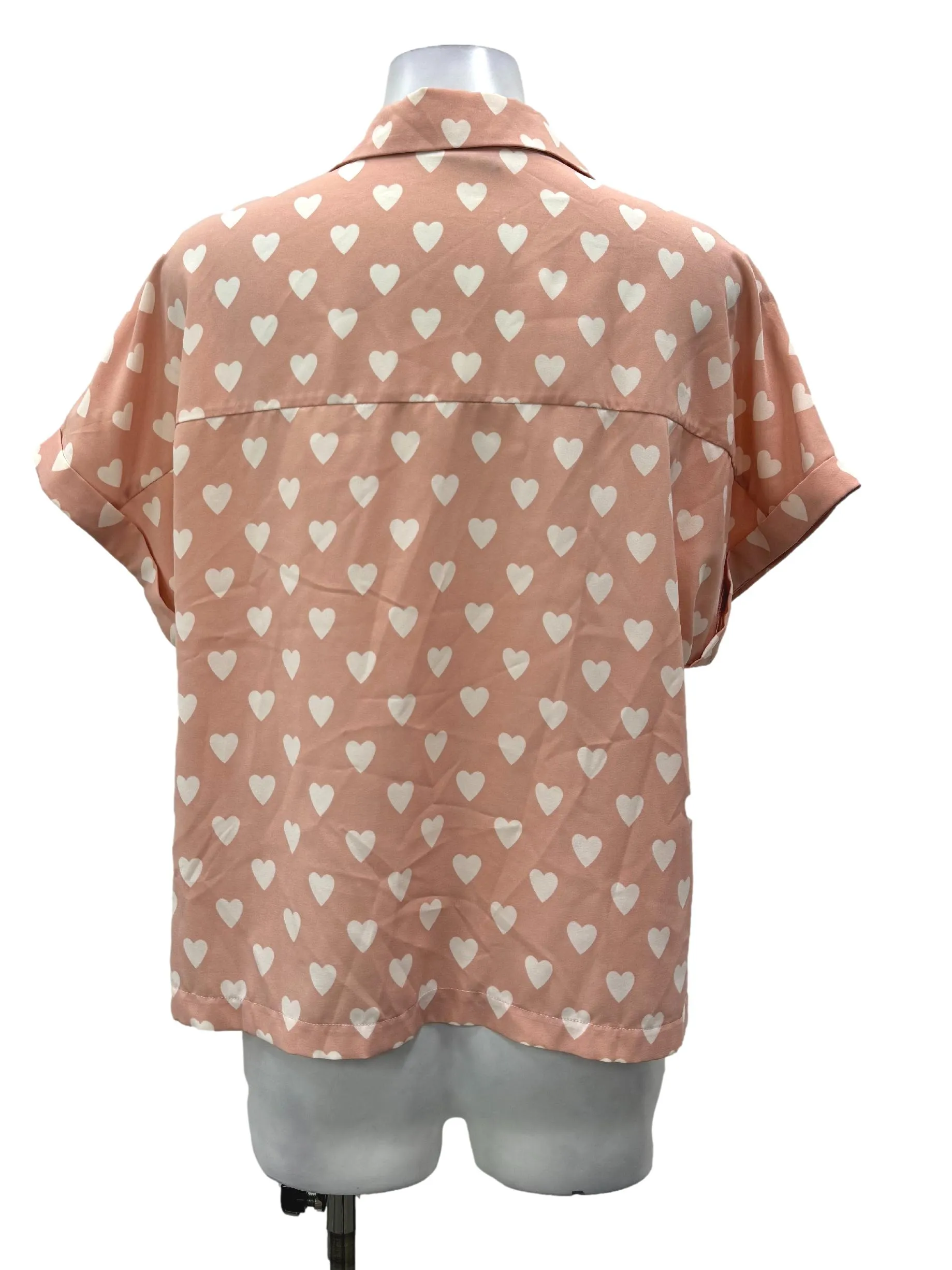 Pink Heart Buttoned Blouse