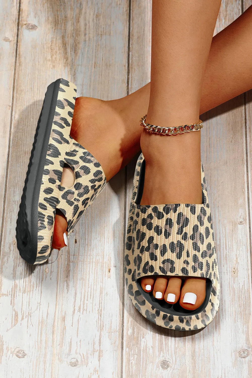 Pink Prowl Thick Sole Leopard Slippers