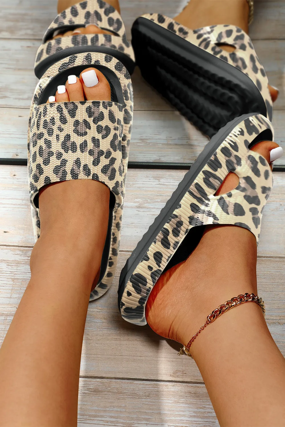 Pink Prowl Thick Sole Leopard Slippers
