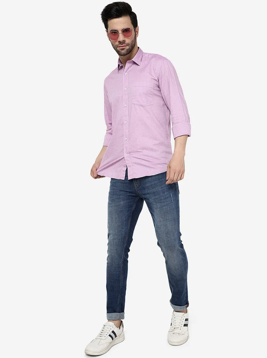 Pink Solid Slim Fit Semi Casual Shirt | JadeBlue