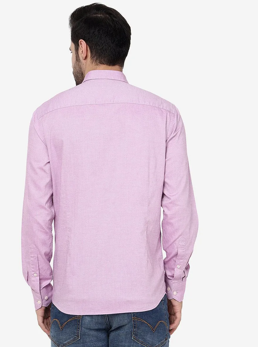 Pink Solid Slim Fit Semi Casual Shirt | JadeBlue