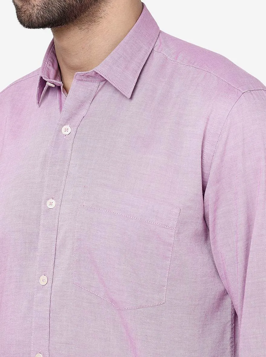 Pink Solid Slim Fit Semi Casual Shirt | JadeBlue