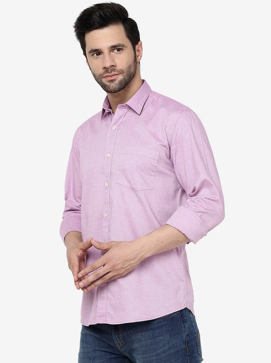Pink Solid Slim Fit Semi Casual Shirt | JadeBlue