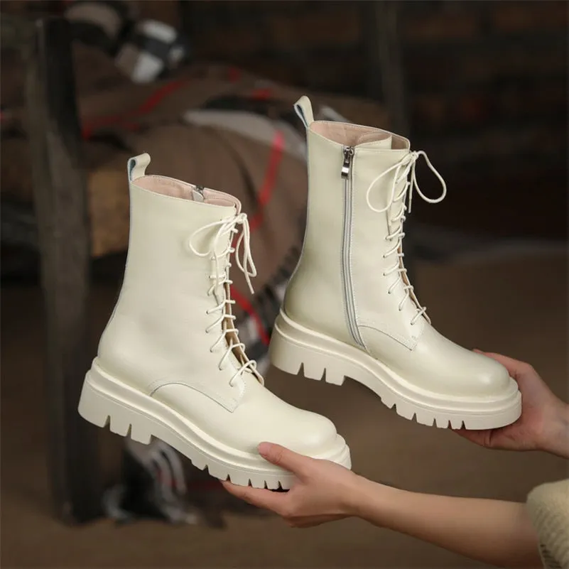 Platform High Heel Motorcycle Boots Women