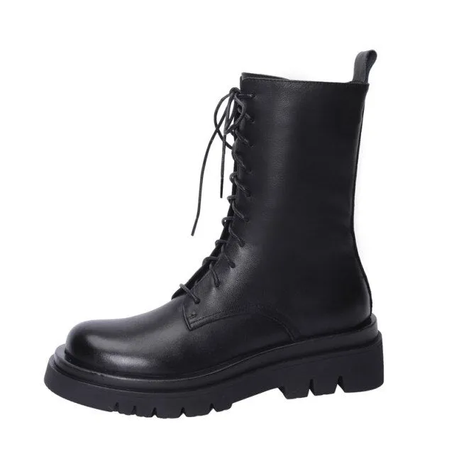 Platform High Heel Motorcycle Boots Women