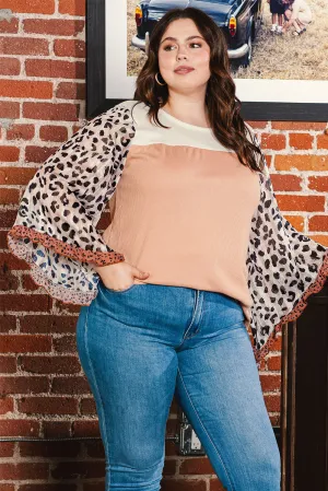 Plus Ruffle Leopard Waffled Top