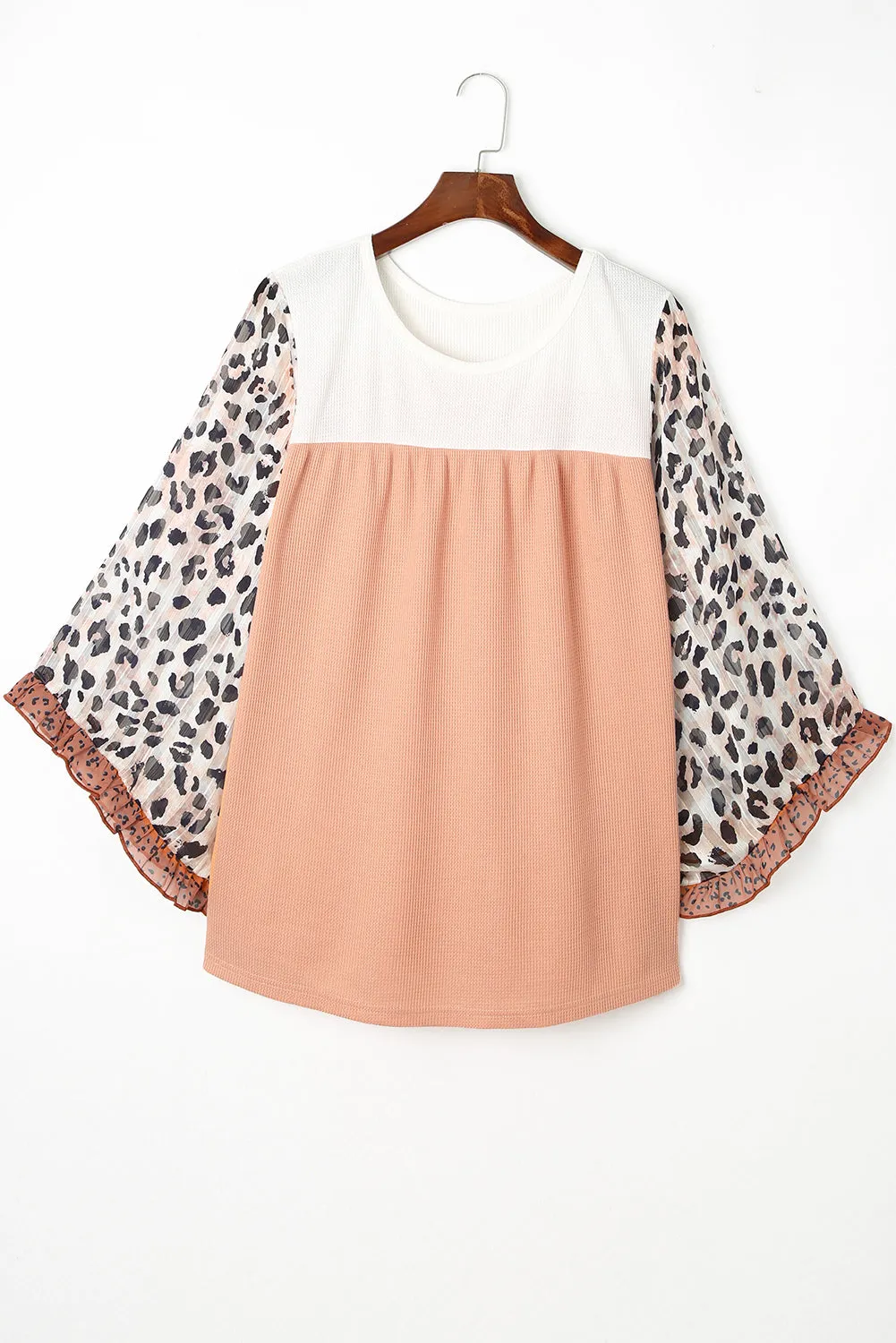 Plus Ruffle Leopard Waffled Top