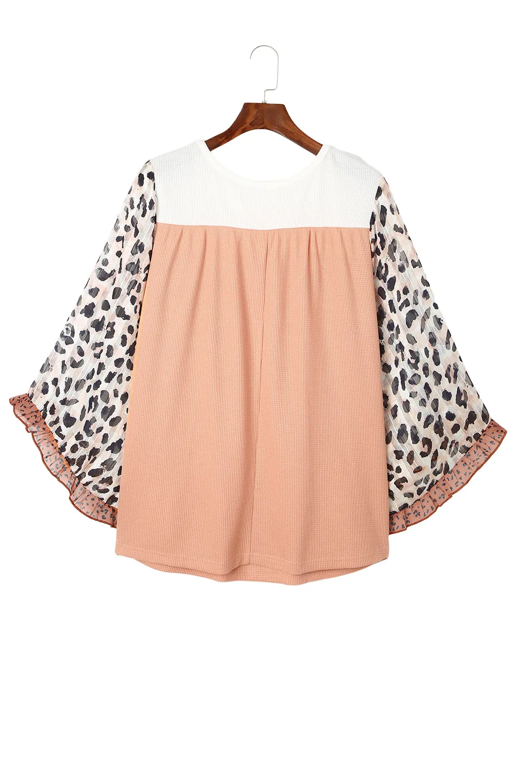 Plus Ruffle Leopard Waffled Top
