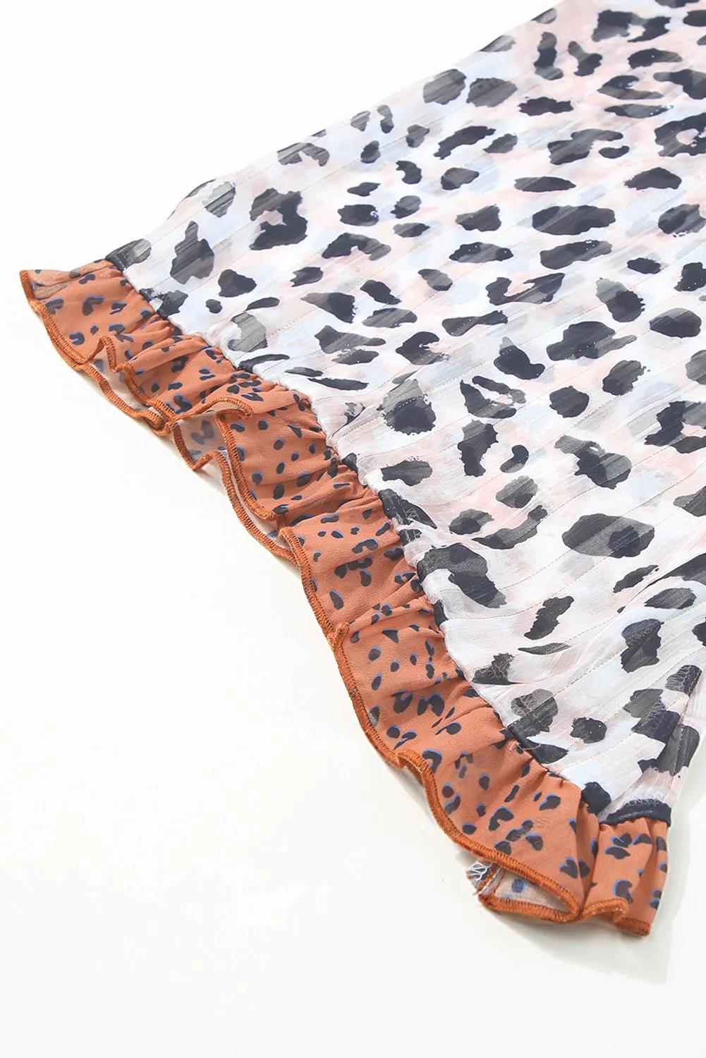 Plus Ruffle Leopard Waffled Top
