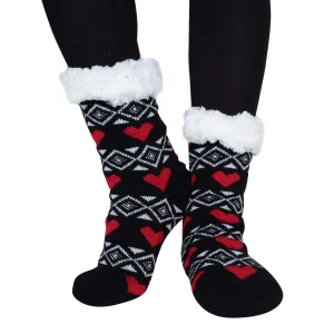 Plush Heart Sherpa Slipper Socks