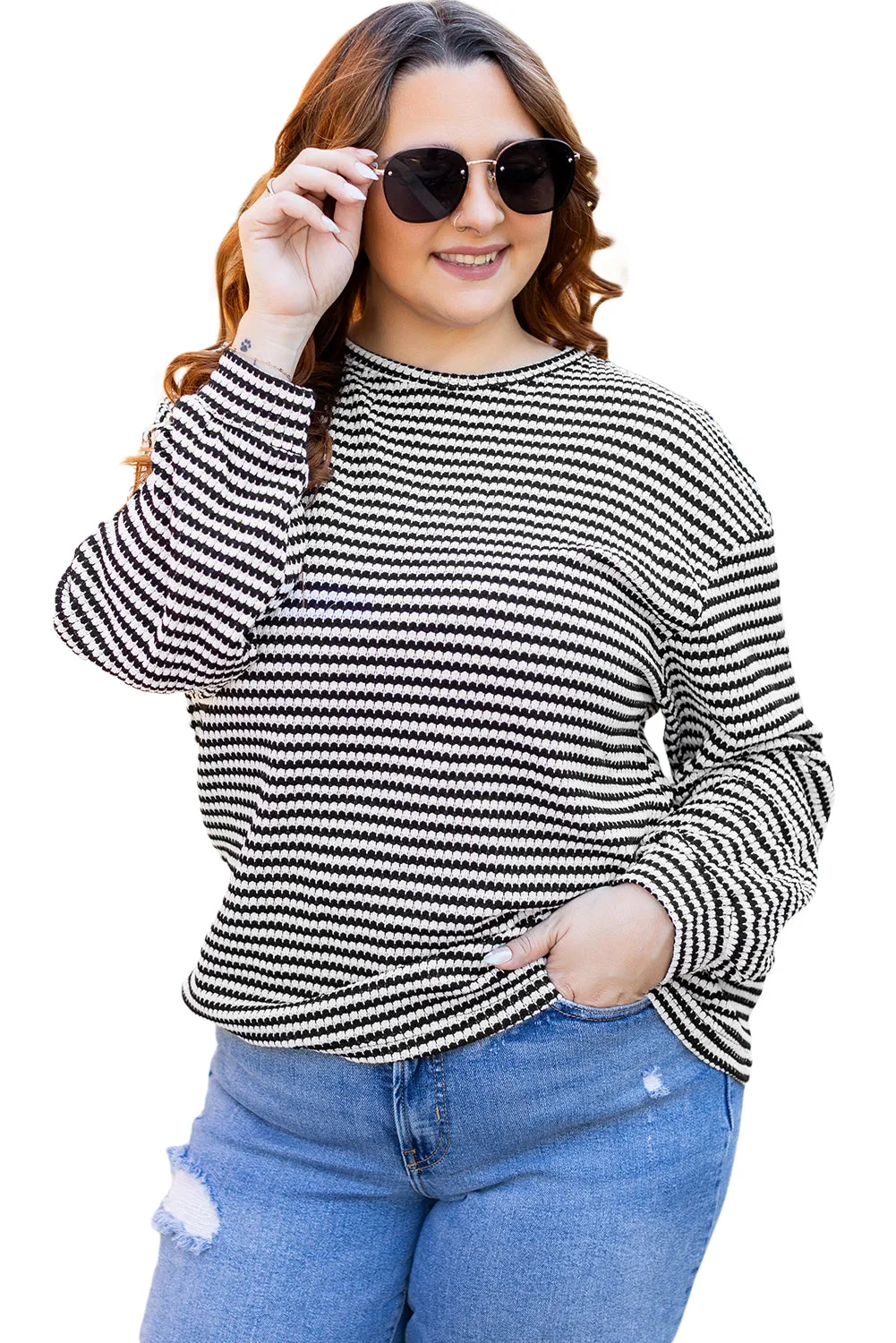 Puff Long Sleeve O Neck Plus Size T Shirt