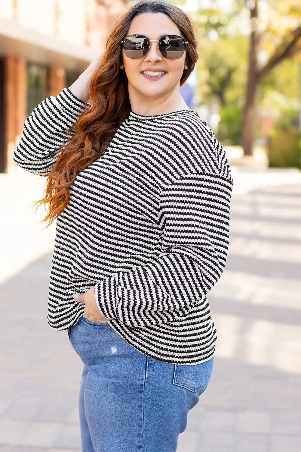 Puff Long Sleeve O Neck Plus Size T Shirt