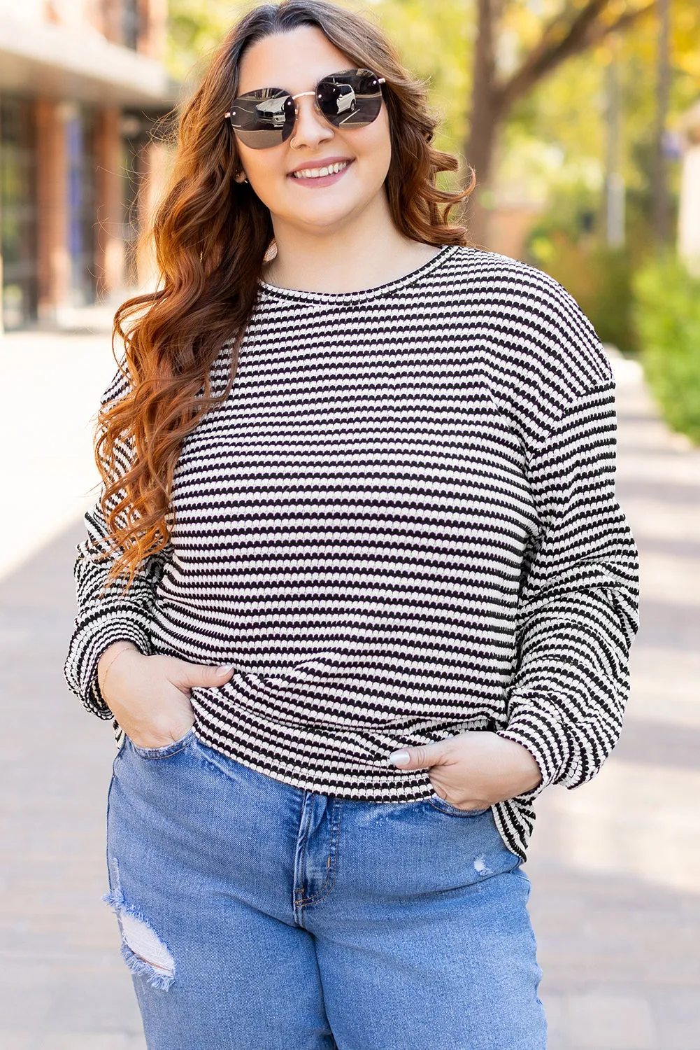 Puff Long Sleeve O Neck Plus Size T Shirt
